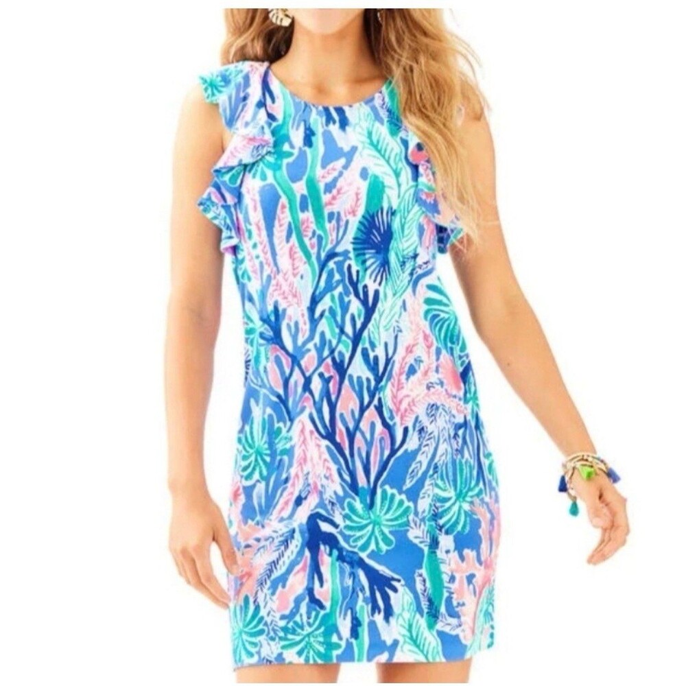 Lilly Pulitzer Blue, Pink & Green Printed Mini Dress